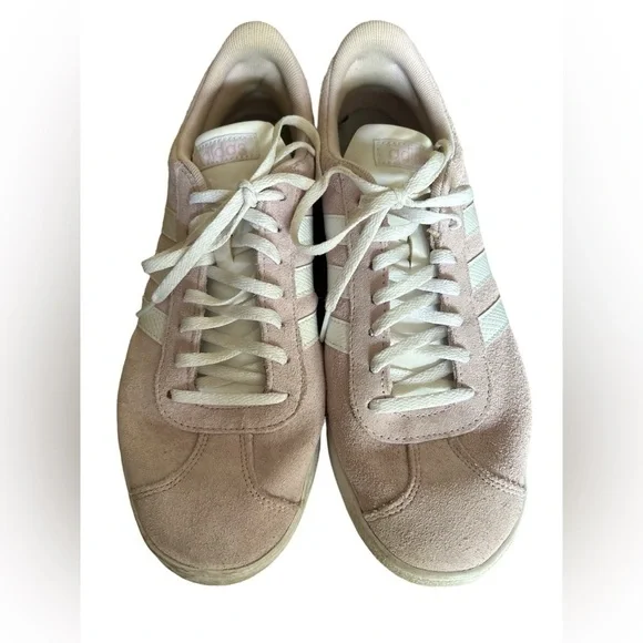 Adidas VL Court 2.0 Suede Casual Trainers Sneakers F35128 Pink & White - 11 - Picture 2 of 11